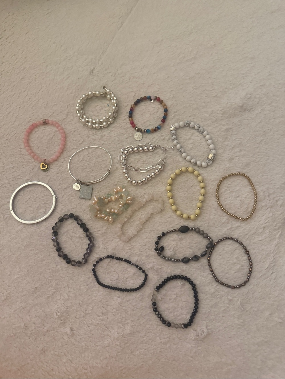 Assorted Women's Beaded and Metal Bracelets - Multi-Color Set